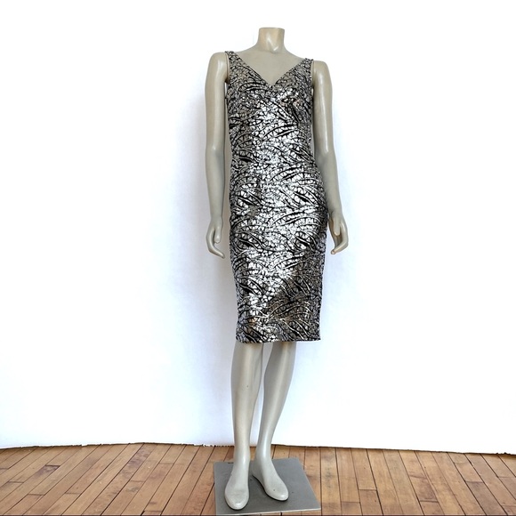 Tatyana Silver Sequin Sleeveless Lined Dress - Picture 2 of 13